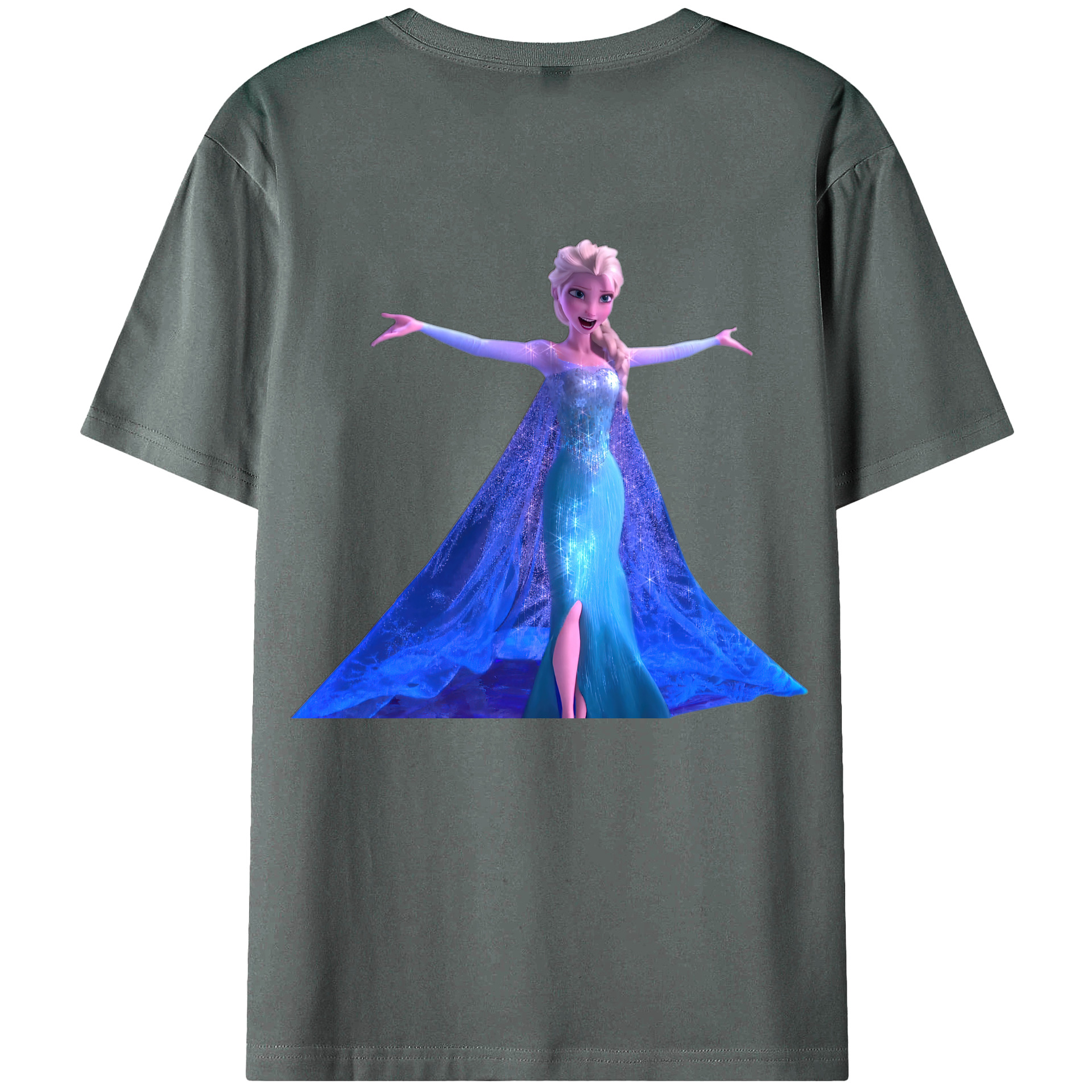 （画像用） アナと雪の女王 アンナ エルサ Frozen Anna Elsa 綿100％ メンズ半袖Tシャツ（バックプリント） 通気性